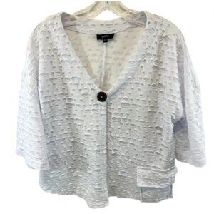 Kaktus White Cropped Lightweight Jacket Blouse Top, L